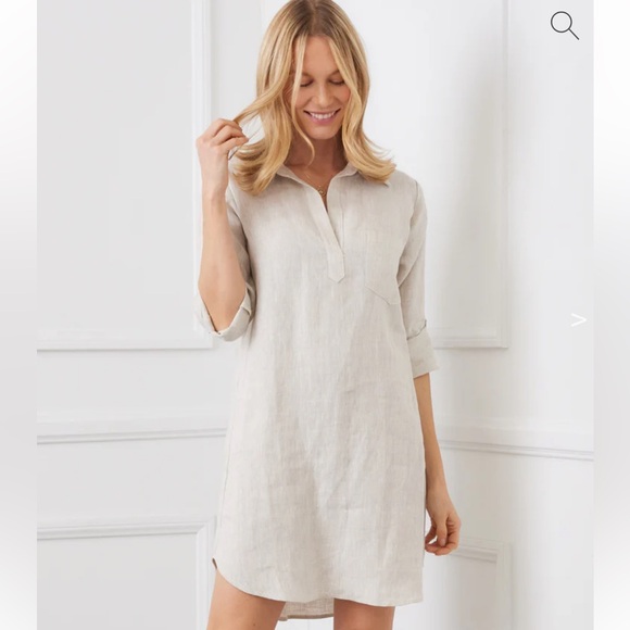 Karen Kane Linen Roll Sleeve Shirt Dress NWT